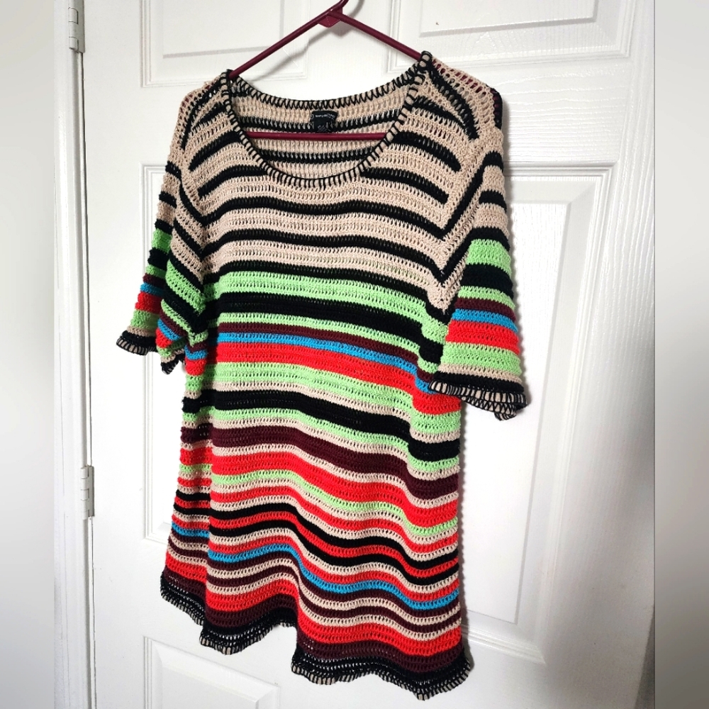 New Directions Boho Colorful Striped Knit Top